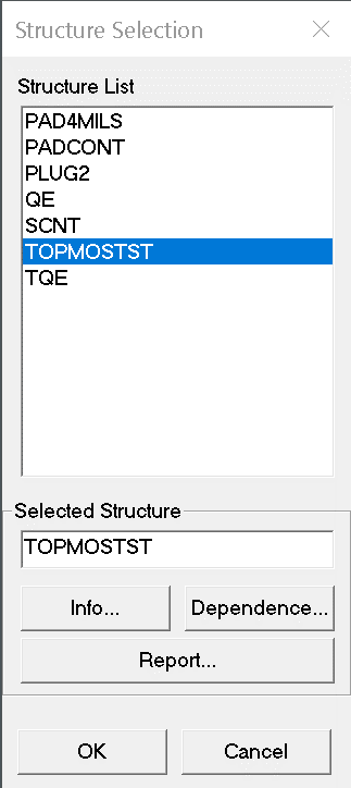 structure selection dialog
