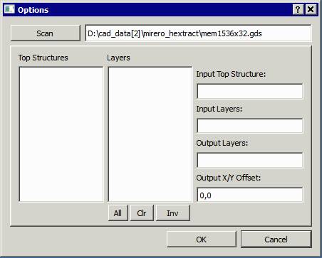 options dialog for selecting structure and layers