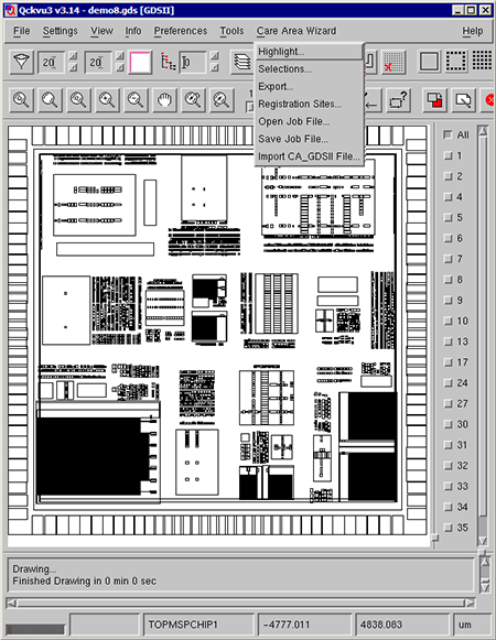 Qckvu3 displaying just the cell placement outlines