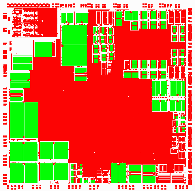 ASIC Layout with POLY(red) and SRAM Support (Green)