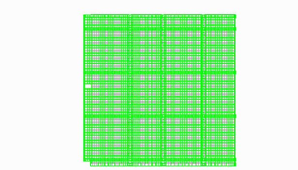 the SRAM layer is built from many small polygons