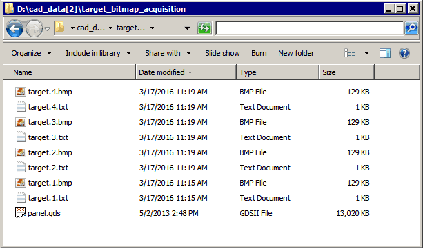 contents of the output directory include a bitmap and a corresponding text file