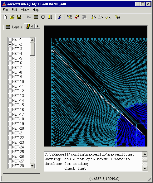 Ansoft Links displaying a Leadframe converted from Gerber Data by NETEX-G