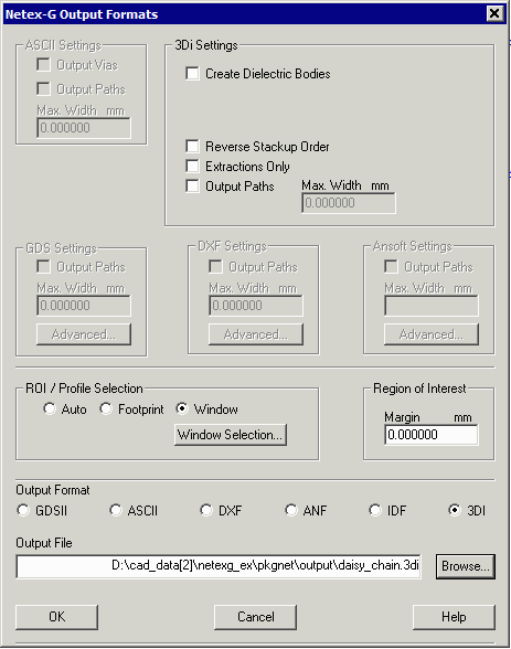 Netex-G Output dialog box
