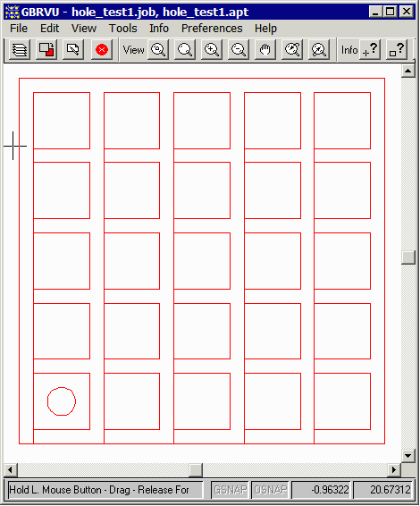 resulting Gerber file - a large re-entrant polygon forms the grid pattern