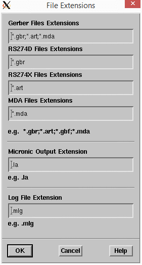 file extensions dialog