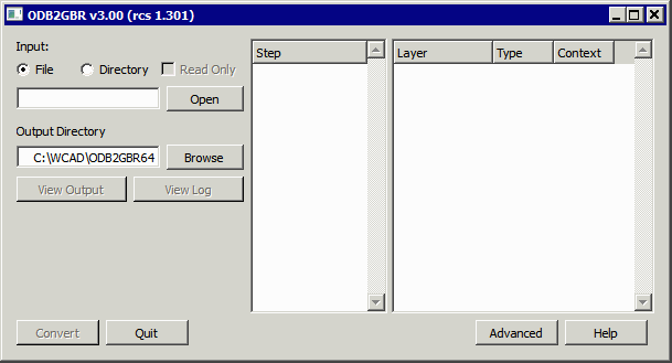 odb2gbr sample program main window