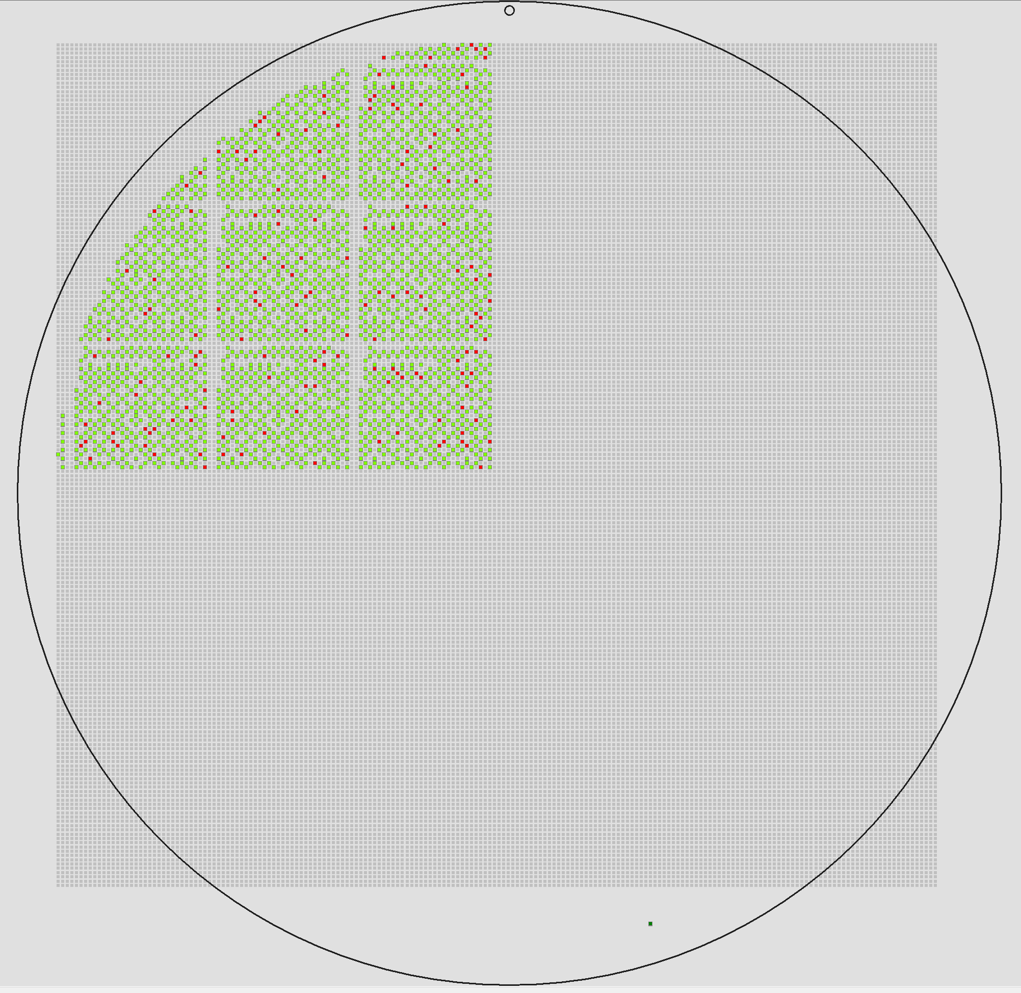 map of upper left quarter of wafer with full array of nulls.
