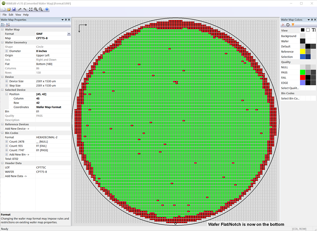 after 90 deg CW rotation the wafer flat/notch is on the bottom as requested