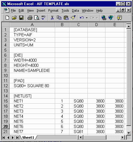 screen shot of AIF file in Excel