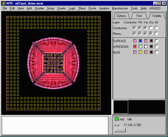 Screenshot of APD showing the imported design.