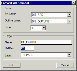 dialog for converting AIF generated layout into a LayoutGen symbol
