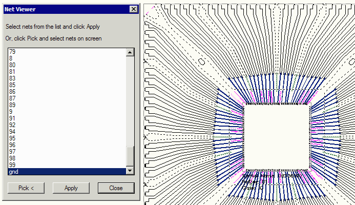 net viewer can highlight all elements belonging to a net