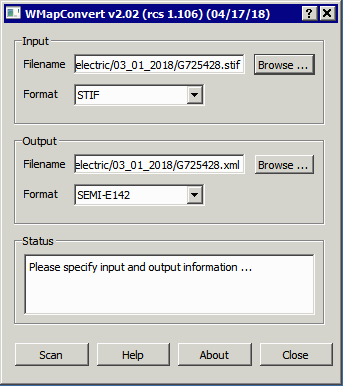 main dialog once the input file and type have been selected