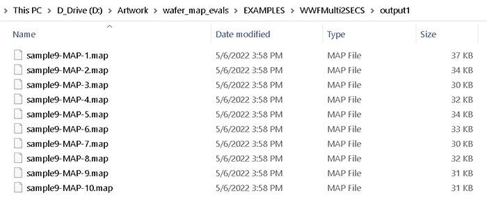 Pass 1 produces 10 SECS-EG files from a single WWF file containing 10 internal maps. But we don't like the file names it automatically generated.