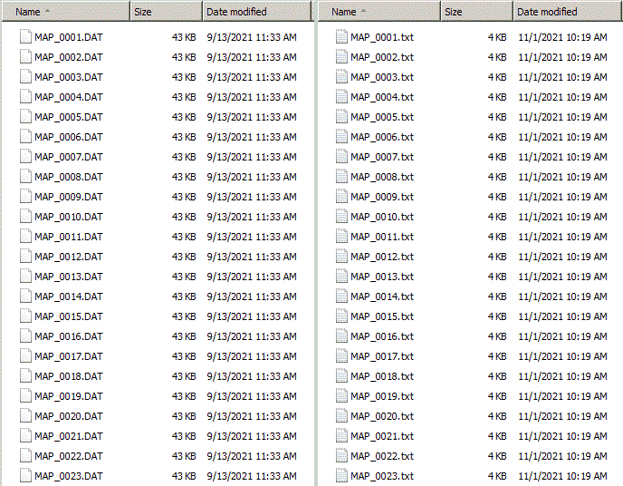 Input UF 3000 files from the Map In directory converted to the Map Out directory