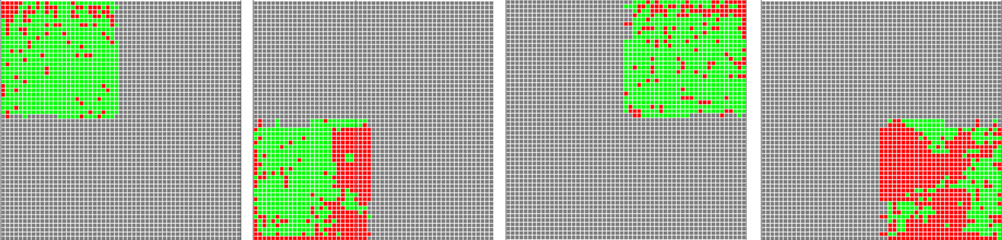 the four output map files after slicing into quadrants.