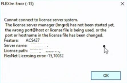 Flexlm Error (-15).