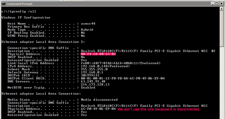 windows command line for mac address